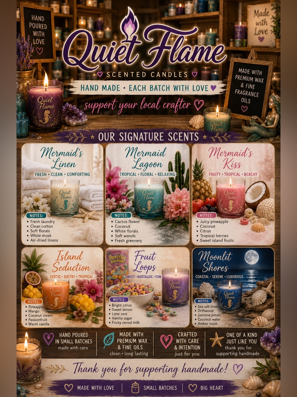🧜‍♀️QUIET FLAME HOMEMADE GOODS BY ASHLEA & RONNIE 🧜🏼‍♀️ - Picture 3 of 16